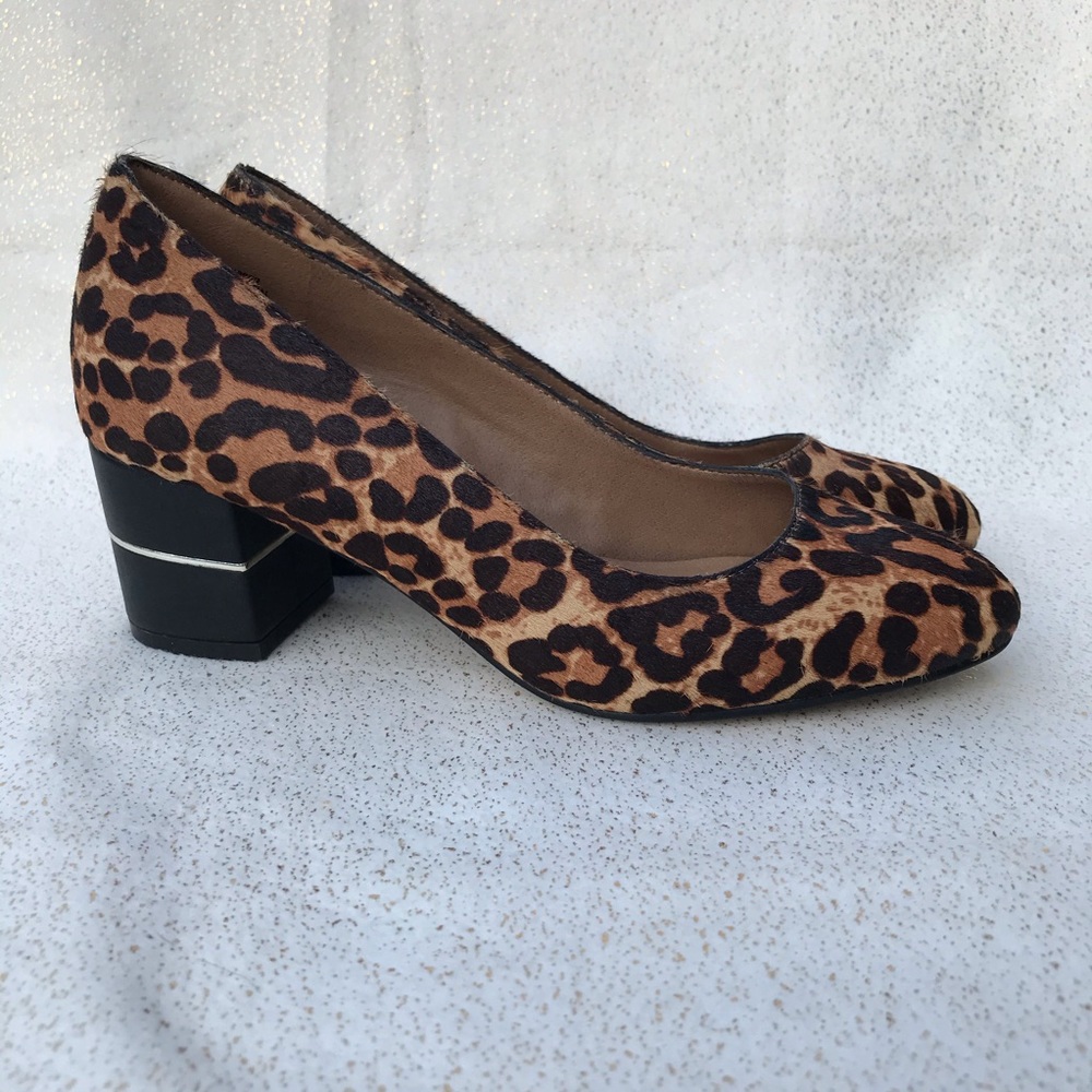 Aubrey Lynn Leopard Calf Hair Pump Heels Size 6.5 - Picture 3 of 12